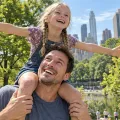Shoulder ride in the park